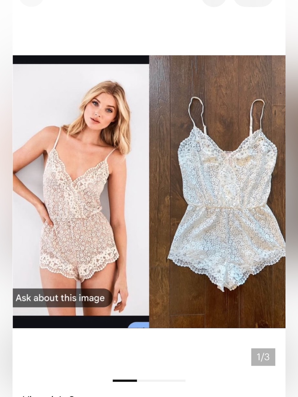 New Coquette Victoria Secret Lace Floral One Piece Romper. Stretch Waist. XS